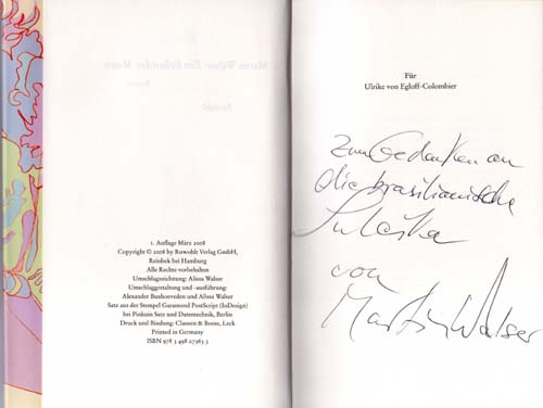 Martin Walser Widmung f&uuml;r Sylk Schneider